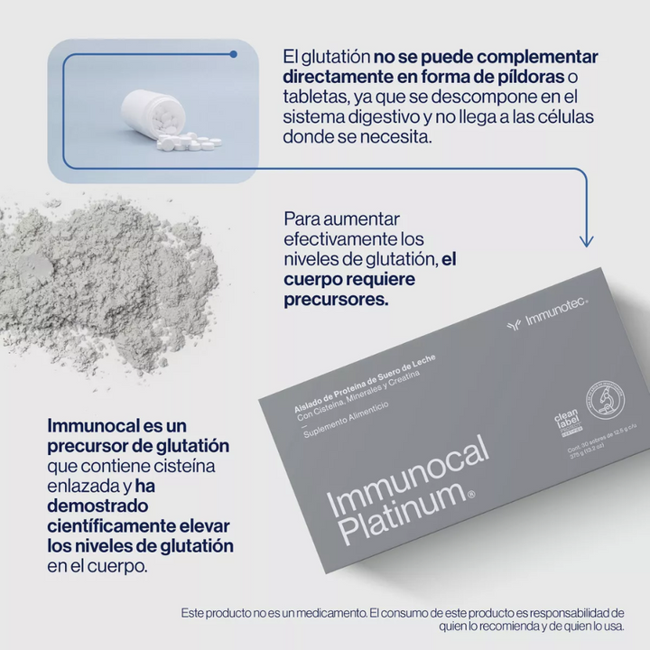 Immunocal Platinum Aislado de Proteína de Suero de Leche Desintoxicante Anti-Inflamatorio 30 Dosis
